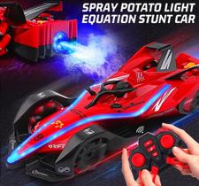 Carrinho de Controle Remoto Fórmula 1 Solta Fumaça Com Luzes de Led Brinquedo Recarregável Manobras Super Radicais 360