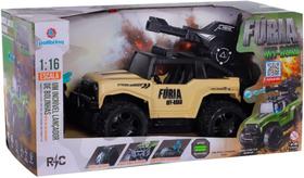 Carrinho de Controle Remoto Fúria Off-Road Atira Bolinhas Bege Polibrinq