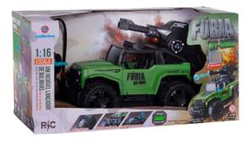 Carrinho de Controle Remoto Fúria Off-Road Atira Bolinhas Verde Polibrinq