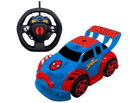 Carrinho de Controle Remoto Marvel Spider-Man - Smart Driver 3 Funções Candide Azul e Vermelho