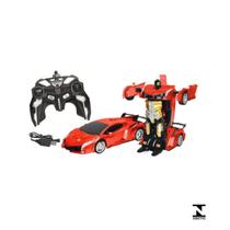 Carrinho de Controle Remoto Sem Fio Transformável Vermelho - DM Toys - DMToys