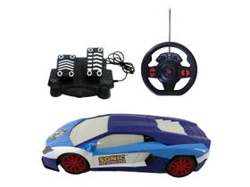 Carrinho de Controle Remoto Sonic The Hedgehog Master Pilot Candide Azul e Branco