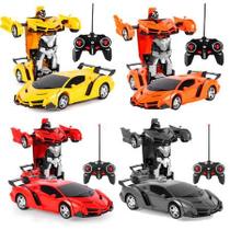 Carrinho de Controle Remoto Transformers Vira Robo 2 em 1 Brinquedo infantil Criança Carro Veloz