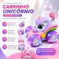 Carrinho de Controle Remoto Unicórnio ToyKing UniKart 360 Stunt com Luzes LED, Bateria Recarregável e Controle 2.4GHz Infantil