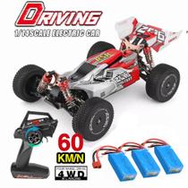 Carrinho De Controle Remoto Wltoys 144001 C/ 3 Baterias 60km