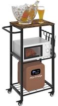 Carrinho de Cozinha 3 Níveis para Micro-ondas Sungaryard com 8 Ganchos Carrinho de Cozinha 3 Níveis para Micro-ondas Sungaryard com 8 Ganchos