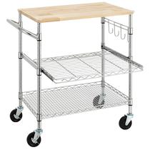 Carrinho de cozinha Finnhomy de 3 camadas com mesa de madeira de carvalho Carrinho de cozinha Finnhomy de 3 camadas com mesa de madeira de carvalho