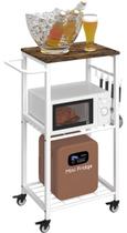 Carrinho de cozinha Sungaryard Rolling Microwave Stand de 3 camadas branco