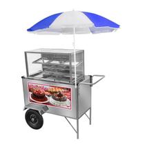 Carrinho de Doces e Bolos Inox Guarda Sol Rodas Pneumáticas Cefaz