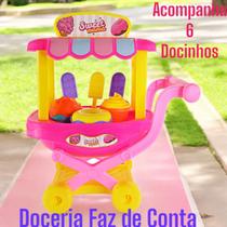 Carrinho de Doces e Sorvete Sweet Mania Contém 6 docinhos Diferentes Para Brincadeira