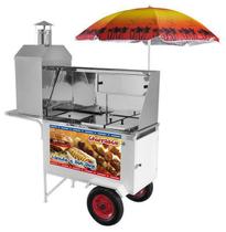 Carrinho de Espetinho Churrasco Hot Dog e Lanche 3 em 1 Profissional