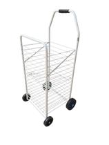 Carrinho De Feira Branco 4 Rodas De Borracha Dobrável