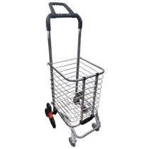 Carrinho De Feira Compras Multiuso 360º Até 50kg Ideal para Escadas Dobrável Cesto Inox