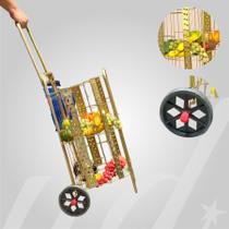 Carrinho de Feira Dobrável Aço Galvanizado Dourado Reforçado 30kg Vintage Compras Carrinho de Feira Dobrável Aço Galvanizado Dourado Reforçado 30kg Vintage Compras