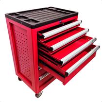Carrinho de Ferramentas 6 Gavetas Sigma Tools Vermelho Profissional Aço com Rodas Giratórias e Travamento Organizador Oficina Mecânica