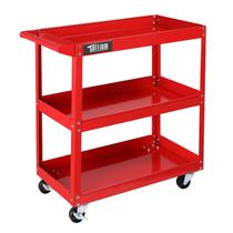 Carrinho de ferramentas rolante TUFFIOM 3 Tier 150 Kg de capacidade em aço vermelho