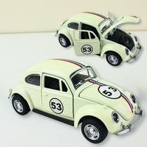 Carrinho de Ferro Fusca Herbie 53 Miniatura Colecionável Escala 1:32 com Portas Abertas