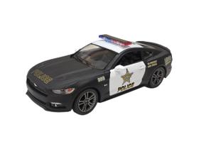 Carrinho de Ferro Miniatura Ford Mustang GT Policia 2015 1:38 Kinsmart