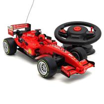 Carrinho de Formula 1 de Controle Remoto Interativo com Luz e Som do Motor Recarregável Vermelho - Futuro Kids