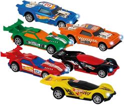 Carrinho De Fricção Hot Wheels Fast Racer Com Luz e Som 13cm - Multikids