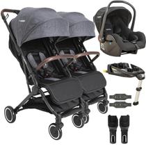 Carrinho de Gemeos Bebe Conforto ISOFIX Kiddo Sprint Grafite