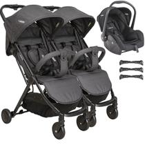 Carrinho de Gemeos com Bebe Conforto Kiddo Road Melange Preto