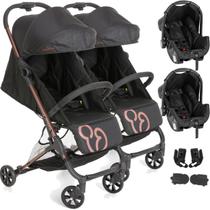Carrinho de Gemeos Galzerano Duolee com 2 Bebe Conforto Cobre Carrinho de Gemeos Galzerano Duolee com 2 Bebe Conforto Cobre