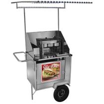 Carrinho de Hot Dog Cefaz Simples Inox Pneumáticas e Toldo S08P/T