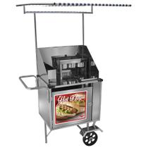 Carrinho de Hot Dog Cefaz Simples Inox Rodas Maciças e Toldo S07M/T