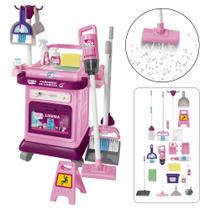 Carrinho De Limpeza Infantil Com Aspirador Funcional DM TOYS Carrinho De Limpeza Infantil Com Aspirador Funcional DM TOYS