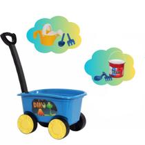 Carrinho De Mao Brinquedo Infantil Criança Azul Com Pá Rastelo Praia - Styll Baby