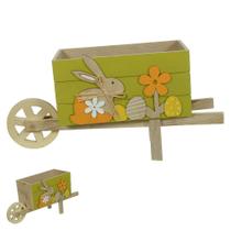 Carrinho de mao decorativo pascoa coelho c/flores