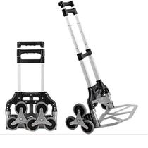 Carrinho De Mão Dobrável Com Rodas Triplas Em Alumínio Carga Bagagem Compras Ideal Para Escadas E Terrenos Acompanha Elástico Suporta Até 80kg
