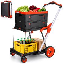 Carrinho de Mão Dobrável de 200 lb, Rodas Giratórias 360 com Freios, Vermelho Carrinho de Mão Dobrável de 200 lb, Rodas Giratórias 360 com Freios, Vermelho