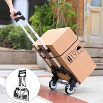 Carrinho de Mão para Carga com Corda para Levar Peso Caixa Rodinhas Conforto Altura Regulável