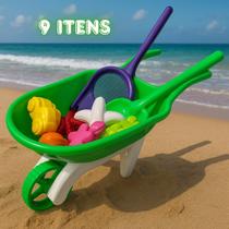 Carrinho De Mão Radical RB15 Verde Infantil Brinquedo Areia Praia Terra Quintal Jardim Plástico Resistente Certificado Inmetro Presente Menino Menina