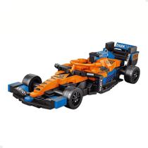 Carrinho de Montar Fórmula 1 Laranja 266 Peças Blocos Esportivos Miniatura Realista Colecionável