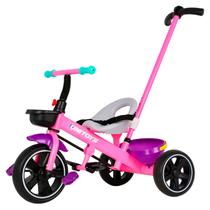 Carrinho De Passeio 3 Rodas Rosa Menina Com Haste Direcional Apoio Para Os Pés E Pedais Carrinho De Passeio 3 Rodas Rosa Menina Com Haste Direcional Apoio Para Os Pés E Pedais
