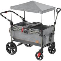 Carrinho de passeio dobrável Busy Bee para 2 crianças com dossel cinza