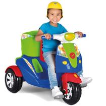 Carrinho de Passeio e Pedal para Bebe Calesita Moto Uno Azul