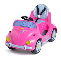 Carrinho De Passeio Fusca Rosa Quadriciclo Infantil Fouks Calesita 2x1 Com Empurrador Pedal Buzina