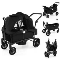 Carrinho de passeio HONEY JOY para 2 crianças de 2 lugares com dossel preto