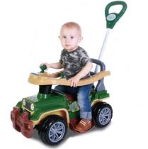 Carrinho De Passeio Infantil Com Som E Empurrador Militar