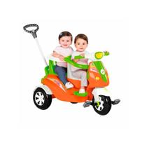Carrinho de Passeio infantil /Pedal Infantil Com Empurrador + 02 Capacetes - Moto Duo - Calesita