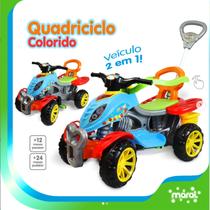 Carrinho de Passeio Infantil Quadriciclo com Pedal Empurrador Anel de Proteção Multifunção Som, Porta objetos e Rodas Antiderrapantes 09 a 36 meses