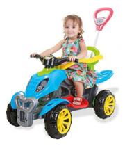 Carrinho De Passeio Infantil Quadriciclo Haste Pedal Menina Cor Colorido - MARAL