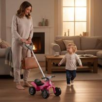 Carrinho de Passeio Infantil Quadriciclo Lady Star Rosa com Cinto de Segurança e Alça de Empurrar