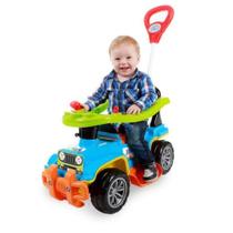 Carrinho de Passeio Infantil Quadriciclo Velotrol Andador Bebe com Empurrador Com Buzina e SomJip Jip