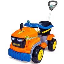 Carrinho De Passeio Ou Pedal Com Empurrador Trator Laranja 3138 - Maral