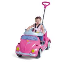 Carrinho de Passeio ou Pedal Fusca Andador Infantil 2 em 1 Com Buzina Fouks Rosa - Calesita